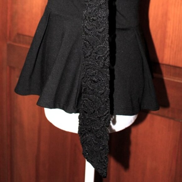 Black Peplum Top w/sheer cut-out sleeves - Picture 6 of 6